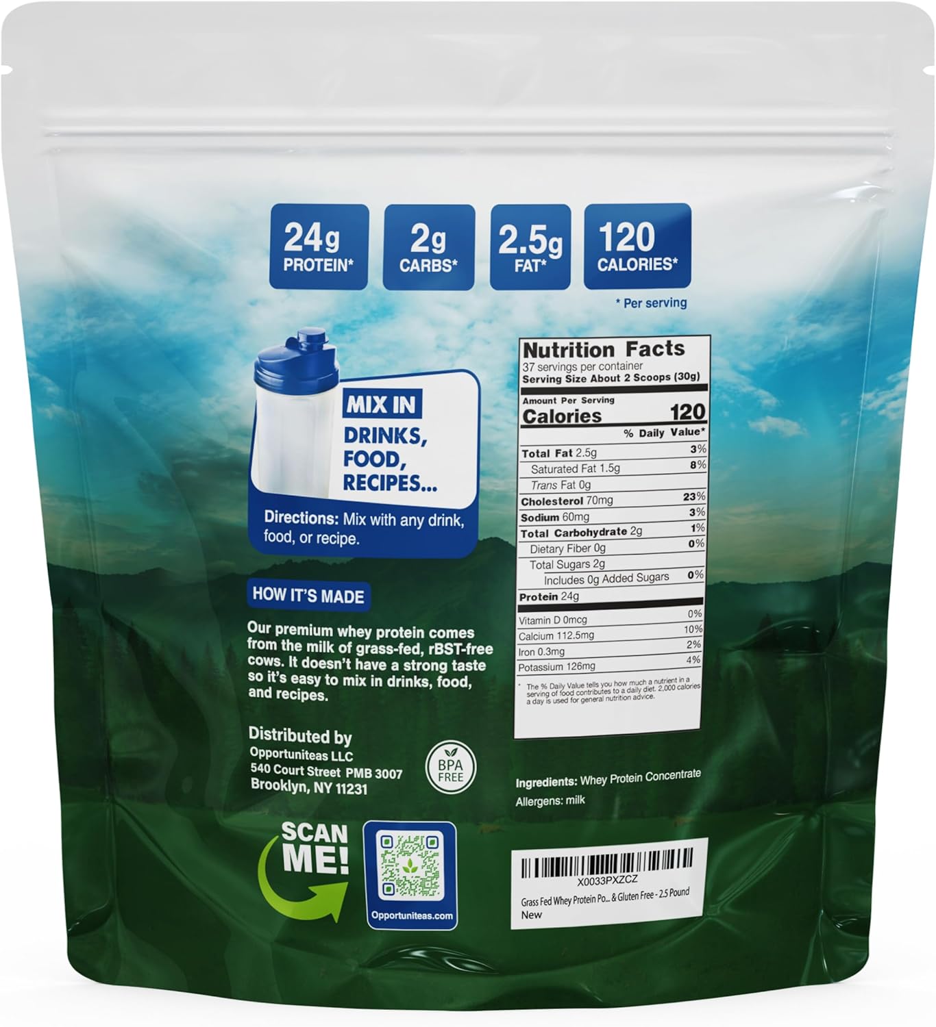 Grass Fed Whey Protein Powder Concentrate