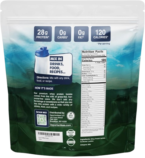 Opportuniteas Grass Fed Whey Protein Isolate